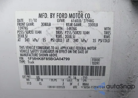 2011 Ford Explorer Limited z USA, uszkodzony, nr VIN 1FMHK8F85BGA04799